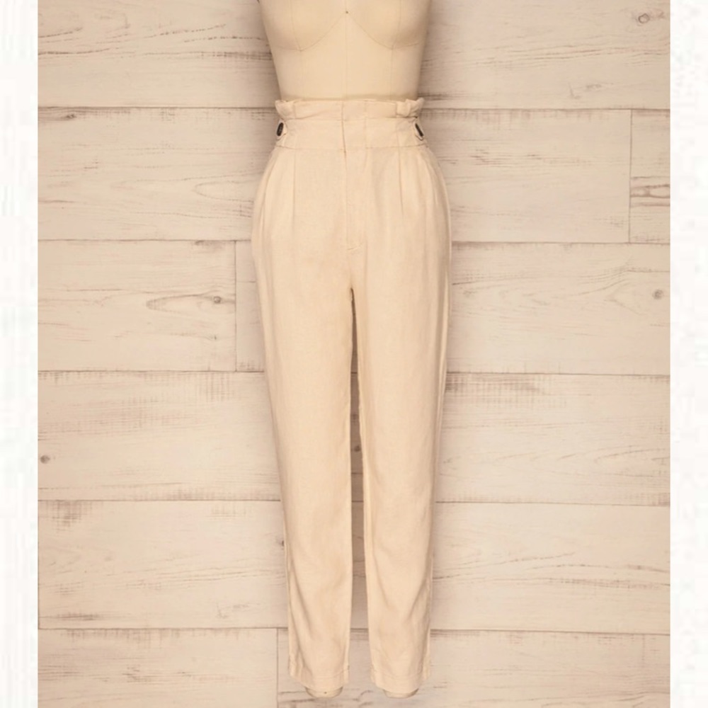 Petite garçon 1861 cream linen trousers high waist size s